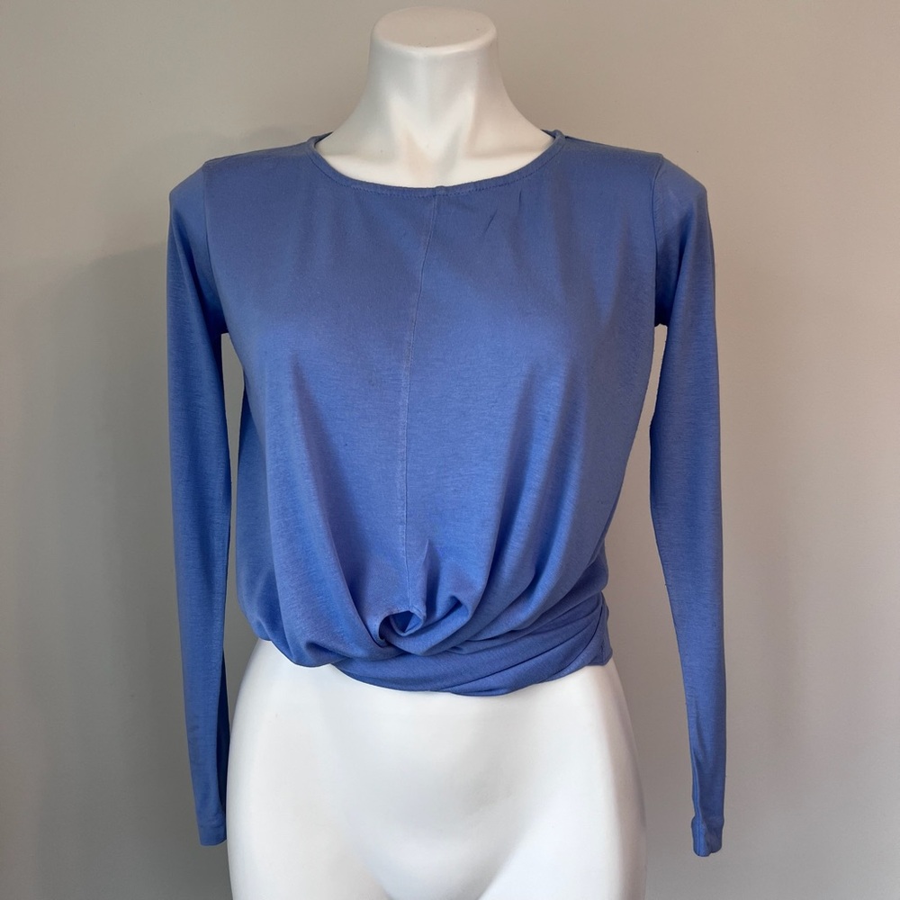 J.Crew Cornflower Blue Wrap Long Sleeve Tee